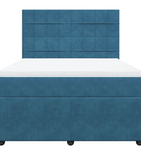 Boxspringbett mit Matratze Dunkelblau 140x200 cm Samt