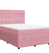 Boxspringbett mit Matratze Rosa 140x200 cm Samt