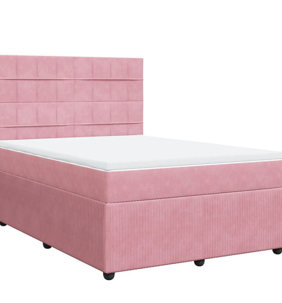 Boxspringbett mit Matratze Rosa 140x200 cm Samt