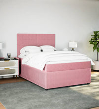 Boxspringbett mit Matratze Rosa 140x200 cm Samt