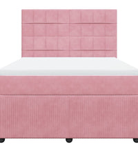 Boxspringbett mit Matratze Rosa 140x200 cm Samt