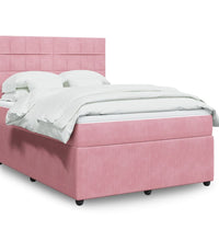 Boxspringbett mit Matratze Rosa 140x200 cm Samt