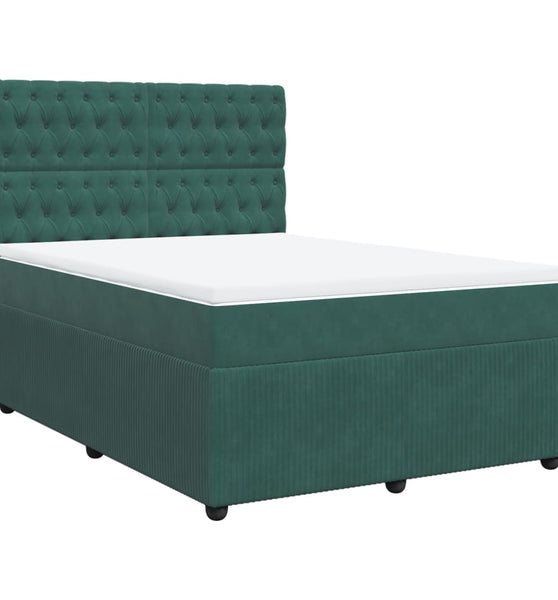 Boxspringbett mit Matratze Dunkelgrün 140x200 cm Samt