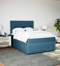 Boxspringbett mit Matratze Dunkelblau 140x200 cm Samt