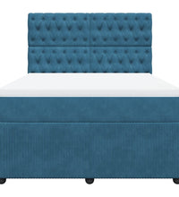 Boxspringbett mit Matratze Dunkelblau 140x200 cm Samt