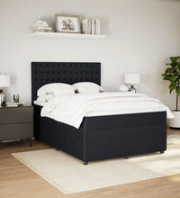 Boxspringbett mit Matratze Schwarz 140x200 cm Samt