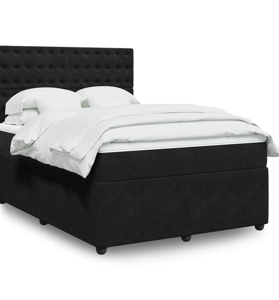 Boxspringbett mit Matratze Schwarz 140x200 cm Samt