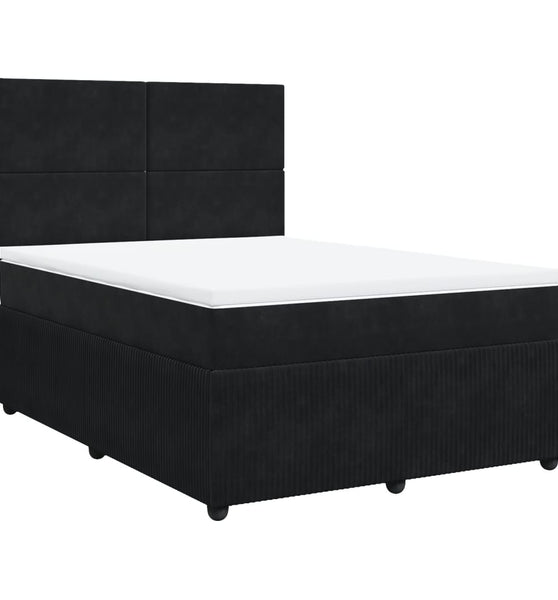 Boxspringbett mit Matratze Schwarz 160x200 cm Samt