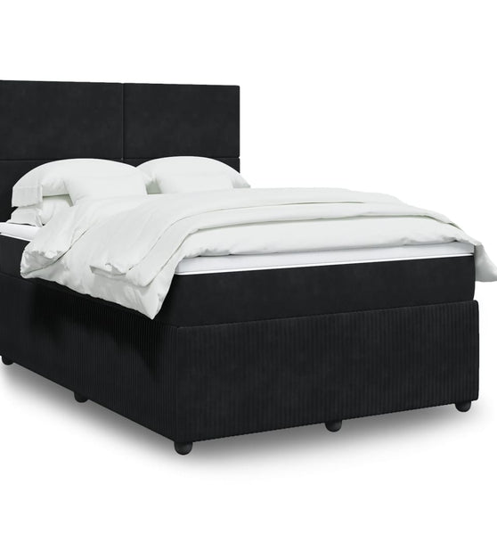 Boxspringbett mit Matratze Schwarz 160x200 cm Samt