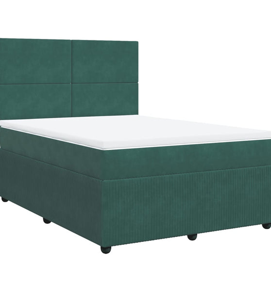 Boxspringbett mit Matratze Dunkelgrün 160x200 cm Samt