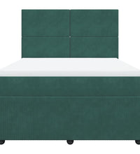 Boxspringbett mit Matratze Dunkelgrün 160x200 cm Samt