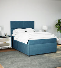 Boxspringbett mit Matratze Dunkelblau 160x200 cm Samt