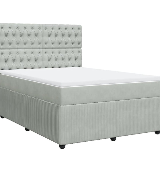 Boxspringbett mit Matratze Hellgrau 160x200 cm Samt