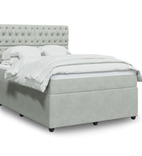 Boxspringbett mit Matratze Hellgrau 160x200 cm Samt