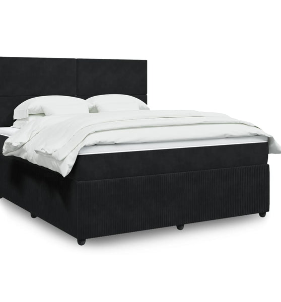 Boxspringbett mit Matratze Schwarz 180x200 cm Samt