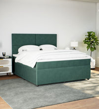 Boxspringbett mit Matratze Dunkelgrün 180x200 cm Samt