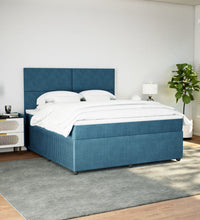 Boxspringbett mit Matratze Dunkelblau 180x200 cm Samt