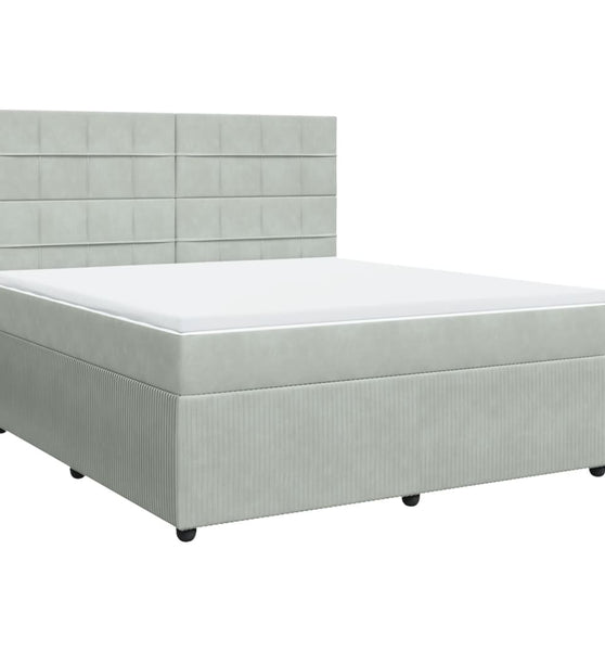 Boxspringbett mit Matratze Hellgrau 180x200 cm Samt