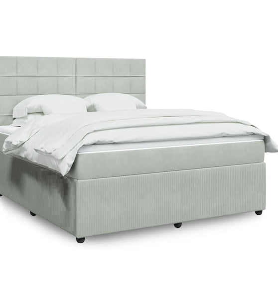 Boxspringbett mit Matratze Hellgrau 180x200 cm Samt