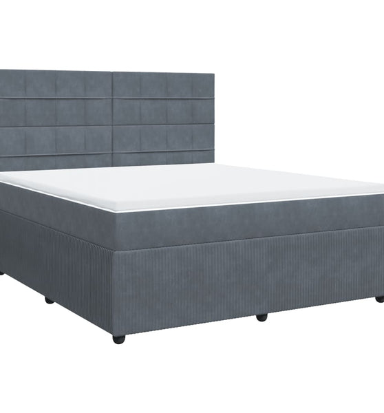 Boxspringbett mit Matratze Dunkelgrau 180x200 cm Samt