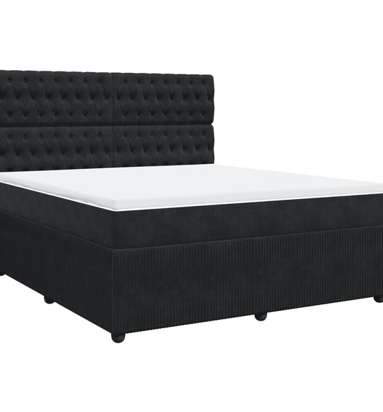 Boxspringbett mit Matratze Schwarz 180x200 cm Samt
