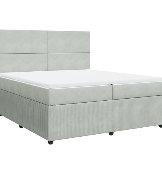 Boxspringbett mit Matratze Hellgrau 200x200 cm Samt