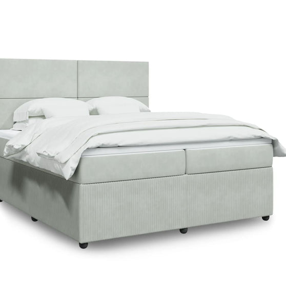 Boxspringbett mit Matratze Hellgrau 200x200 cm Samt