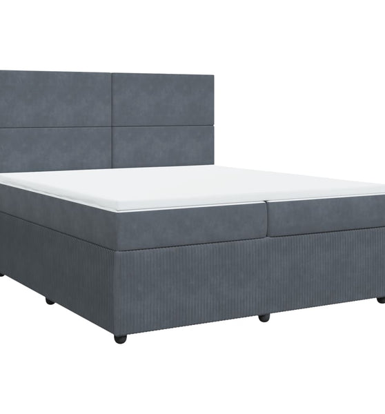 Boxspringbett mit Matratze Dunkelgrau 200x200 cm Samt