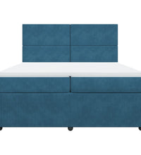 Boxspringbett mit Matratze Dunkelblau 200x200 cm Samt