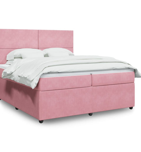 Boxspringbett mit Matratze Rosa 200x200 cm Samt