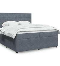 Boxspringbett mit Matratze Dunkelgrau 200x200 cm Samt
