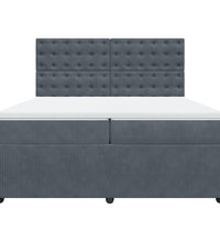 Boxspringbett mit Matratze Dunkelgrau 200x200 cm Samt