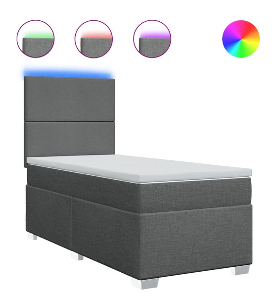 Boxspringbett mit Matratze Dunkelgrau 80x200 cm Stoff
