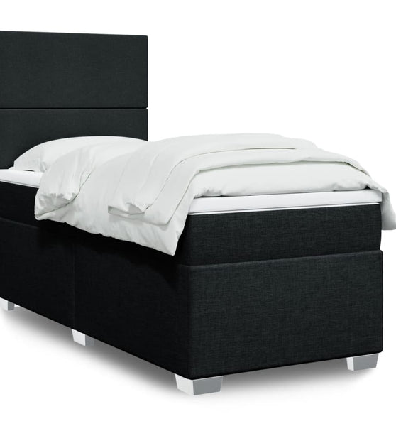 Boxspringbett mit Matratze Schwarz 80x200 cm Stoff