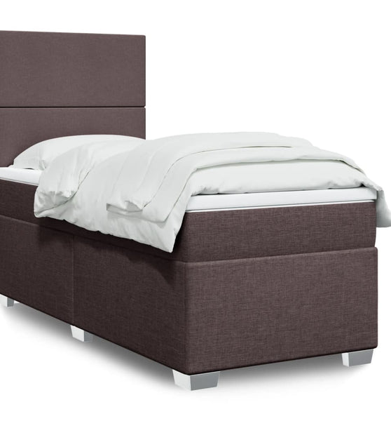Boxspringbett mit Matratze Dunkelbraun 80x200 cm Stoff