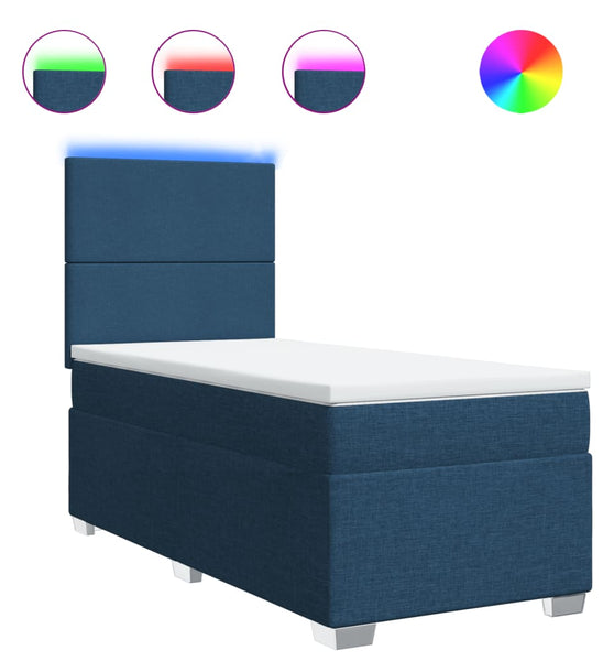Boxspringbett mit Matratze Blau 80x200 cm Stoff