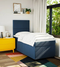 Boxspringbett mit Matratze Blau 80x200 cm Stoff