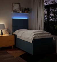 Boxspringbett mit Matratze Blau 80x200 cm Stoff