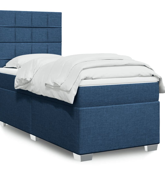 Boxspringbett mit Matratze Blau 80x200 cm Stoff