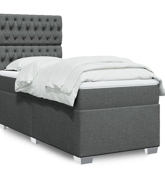 Boxspringbett mit Matratze Dunkelgrau 80x200 cm Stoff