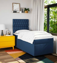 Boxspringbett mit Matratze Blau 80x200 cm Stoff