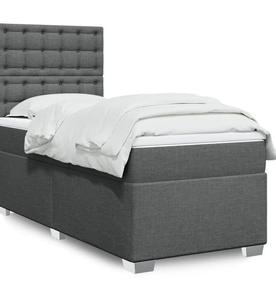 Boxspringbett mit Matratze Dunkelgrau 80x200 cm Stoff