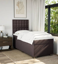 Boxspringbett mit Matratze Dunkelbraun 80x200 cm Stoff