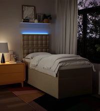 Boxspringbett mit Matratze Creme 80x200 cm Stoff