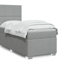 Boxspringbett mit Matratze Hellgrau 90x190 cm Stoff