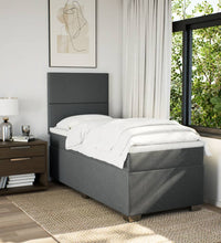 Boxspringbett mit Matratze Dunkelgrau 90x190 cm Stoff