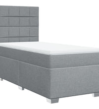Boxspringbett mit Matratze Hellgrau 90x190 cm Stoff