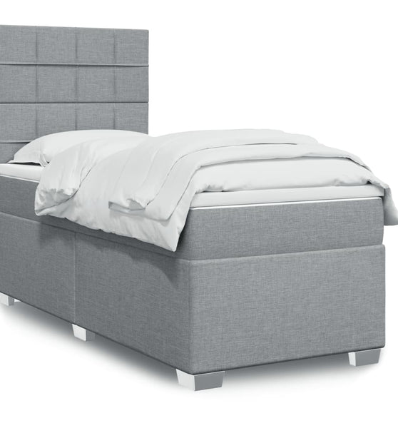Boxspringbett mit Matratze Hellgrau 90x190 cm Stoff
