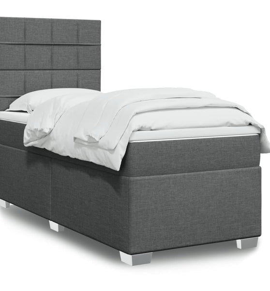 Boxspringbett mit Matratze Dunkelgrau 90x190 cm Stoff