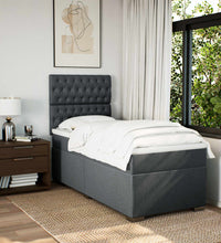 Boxspringbett mit Matratze Dunkelgrau 90x190 cm Stoff